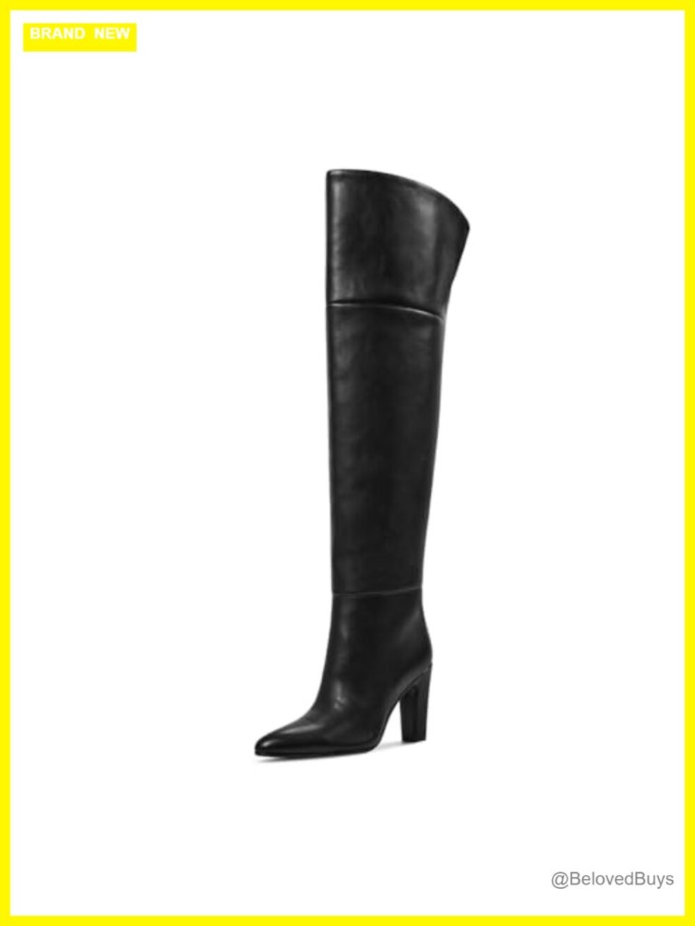 Wide Calf Over Knee Boots Chunky Heel Faux Leather Thigh High Block Heel Women's